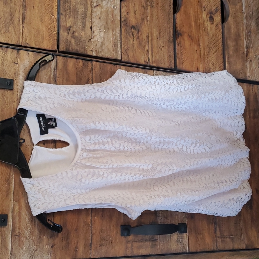 White lace Liz Claiborne career blouse size medium